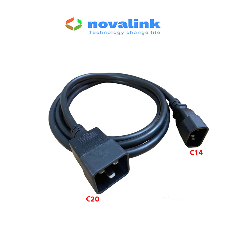 Dây nguồn C14 to C20 dài 2m 14AWG, 15A - Đạt chuẩn UL, màu đen | Chất lượng cao